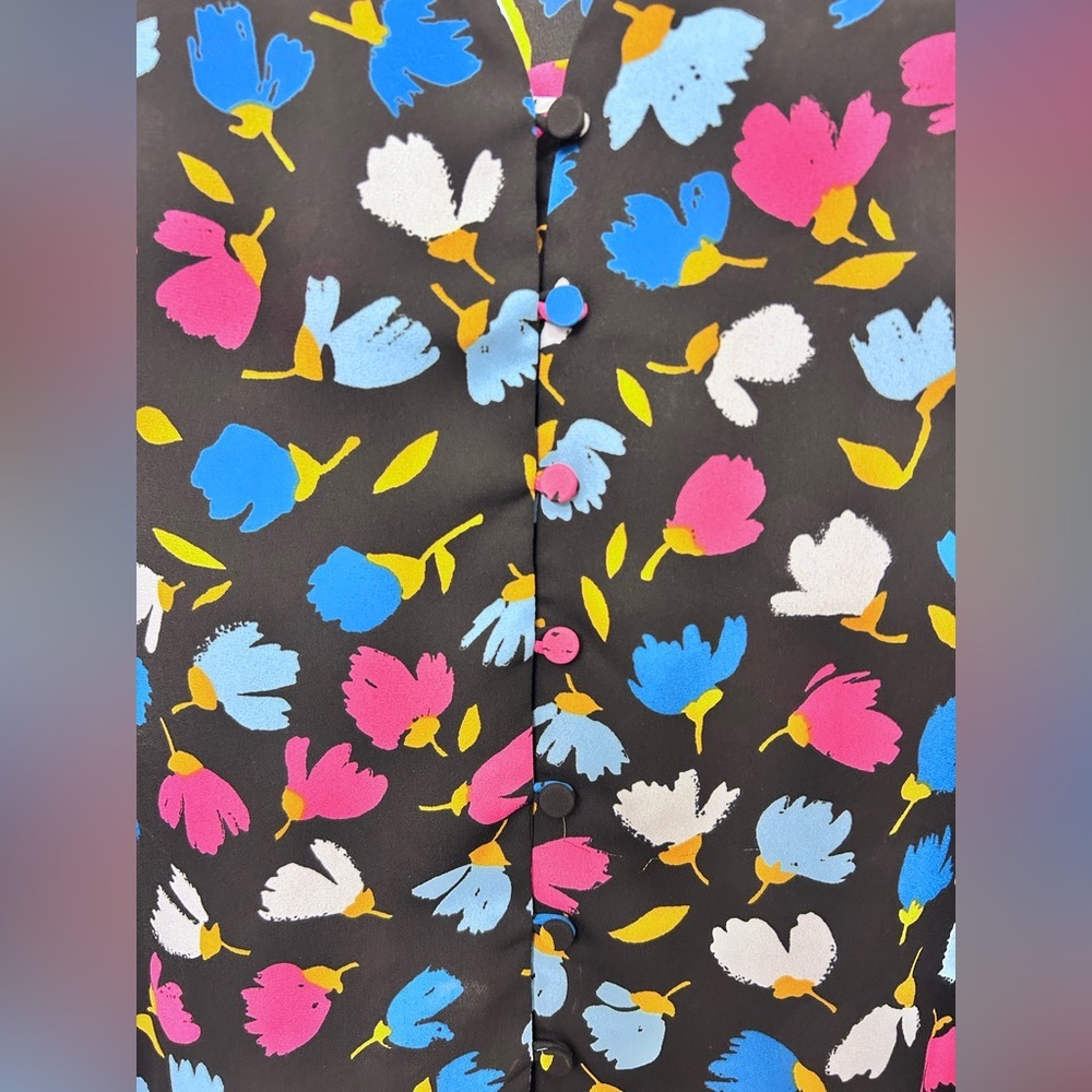 J. Crew Women's Colorful Floral Blouse - Black, Blue, Pink - Picture 5 of 7